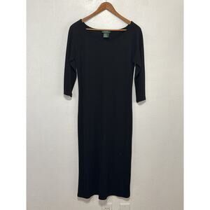 VTG Lauren Ralph Lauren 90s Little Black Dress M 3/4 Sleeve Preppy Dark Academia